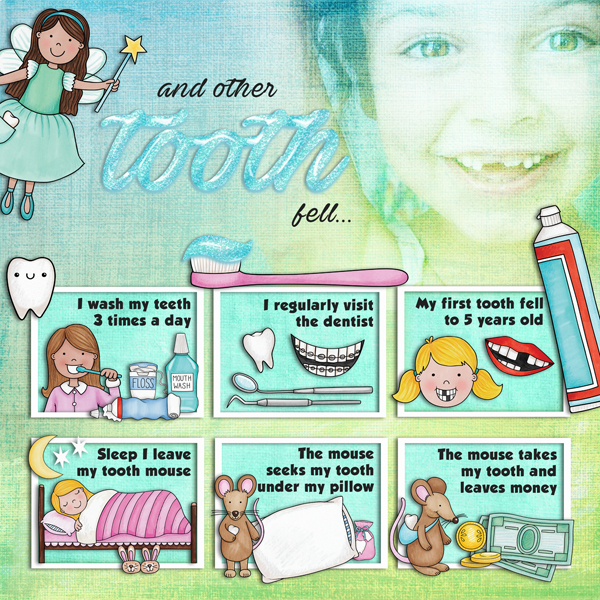 Kate Hadfield Designs creative layout: "Tooth Fairy" | layout by Karen