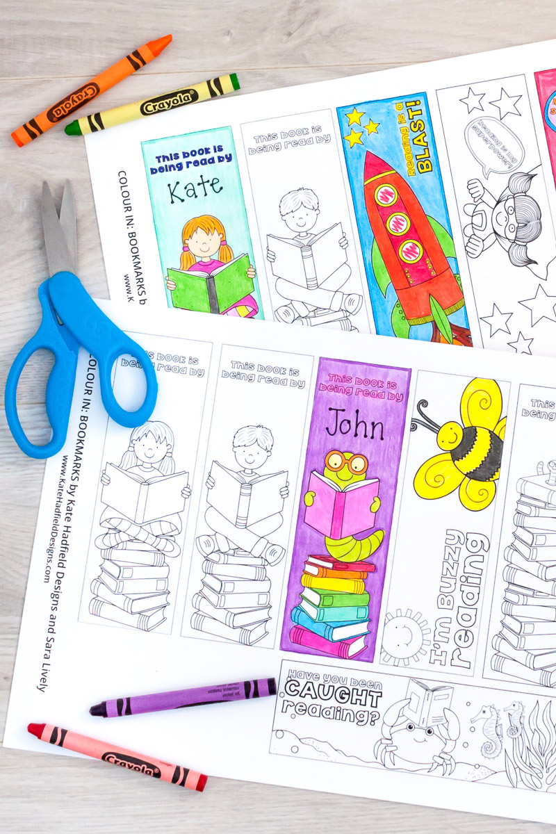 Color In Bookmarks reading craft for kids