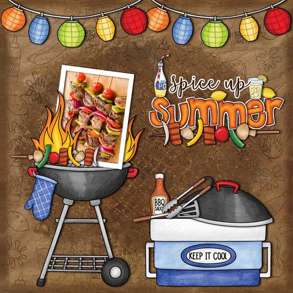 Summer digital scrabpbooking page | scrapbook layout ideas | Kate Hadfield Designs creative team layout by Karen
