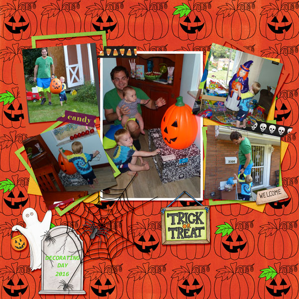 Halloween scrapbooking ideas! Halloween digital scrapbook layout by Kate Hadfield Designs creative team member Amy