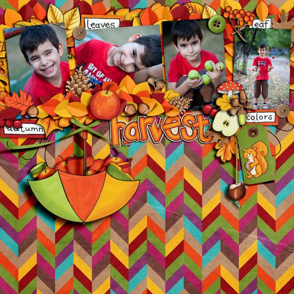 Kate Hadfield Designs Creative Team "Autumn & Fall" Favourites: Digital scrapbook layout by Iva