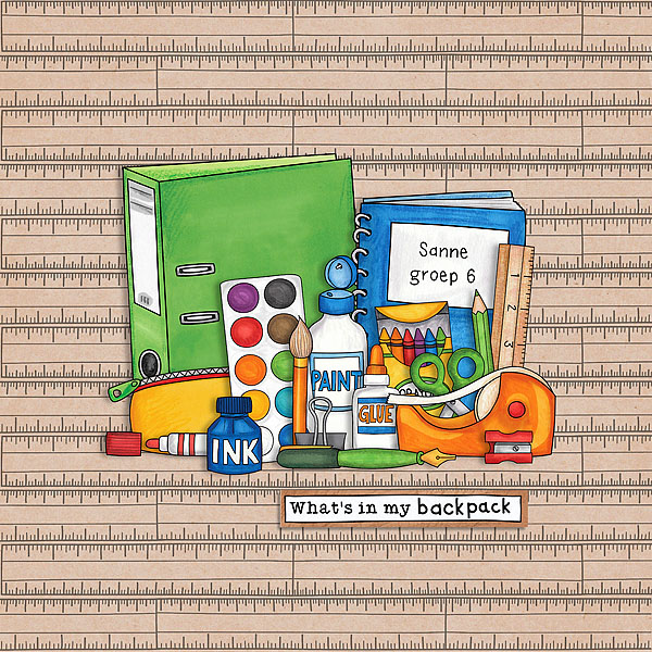 Back to school digital scrapbooking page | school scrapbook layout ideas | Kate Hadfield Designs creative team layout by Natascha