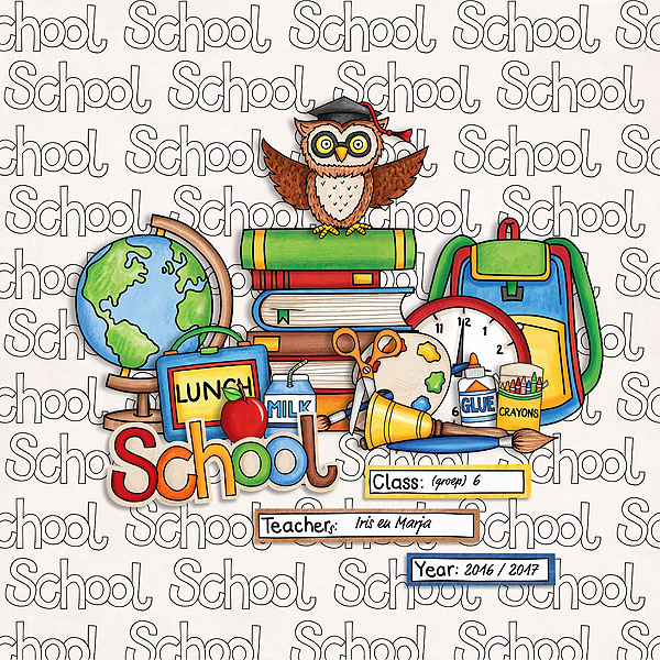 Back to school digital scrapbooking page | school scrapbook layout ideas | Kate Hadfield Designs creative team layout by Natascha