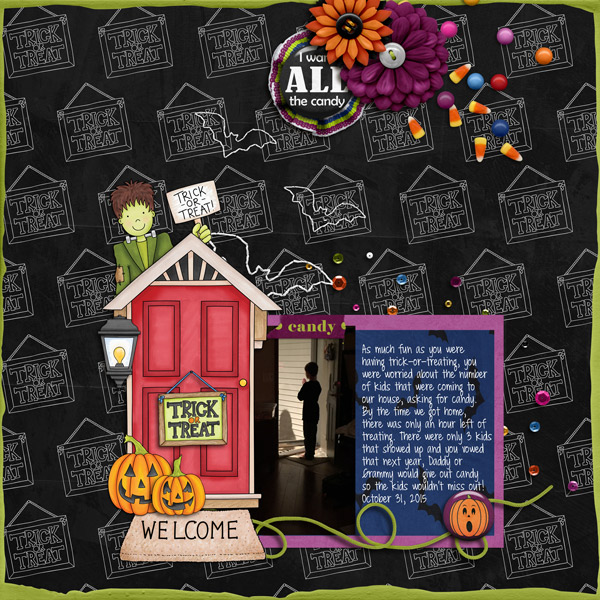 Halloween scrapbooking ideas! Halloween digital scrapbook layout by Kate Hadfield Designs creative team member Rebecca