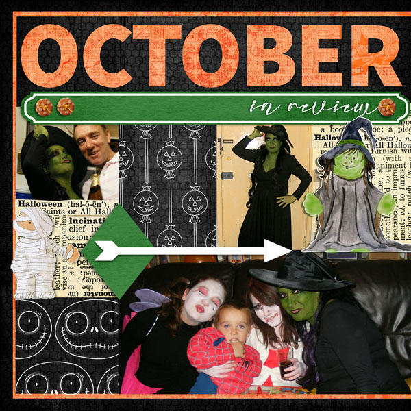 Halloween scrapbooking ideas! Halloween digital scrapbook layout by Kate Hadfield Designs creative team member Cynthia