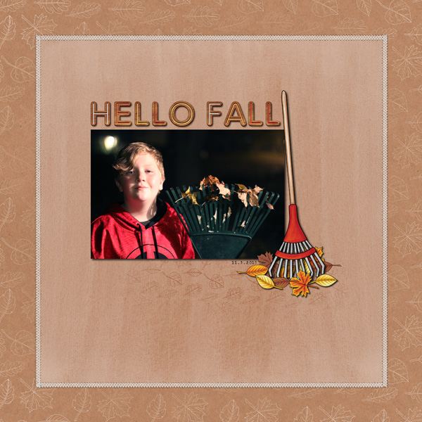 Autumn digital scrapbooking layout created with kits from Kate Hadfield Designs. Ideas for Fall scrapbook pages! Layout by Creative Team member Keela