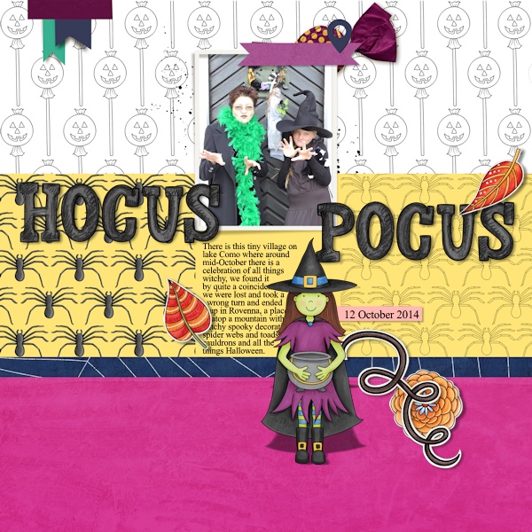 Halloween scrapbooking ideas! Halloween digital scrapbook layout by Kate Hadfield Designs creative team member Olga