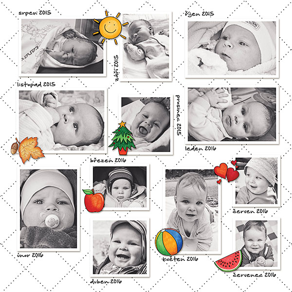 Kate Hadfield Designs Creative Team inspiration: "Calendar Year" | Digital scrapbook layout by Dagi