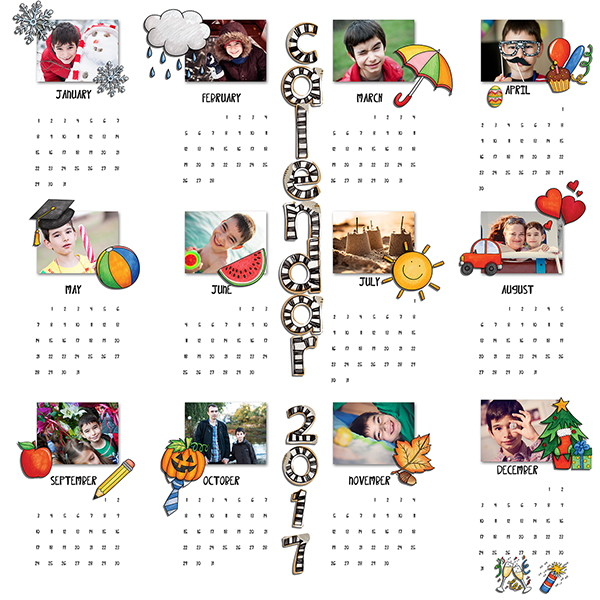 Kate Hadfield Designs Creative Team inspiration: "Calendar Year" | Digital scrapbook layout by Iva