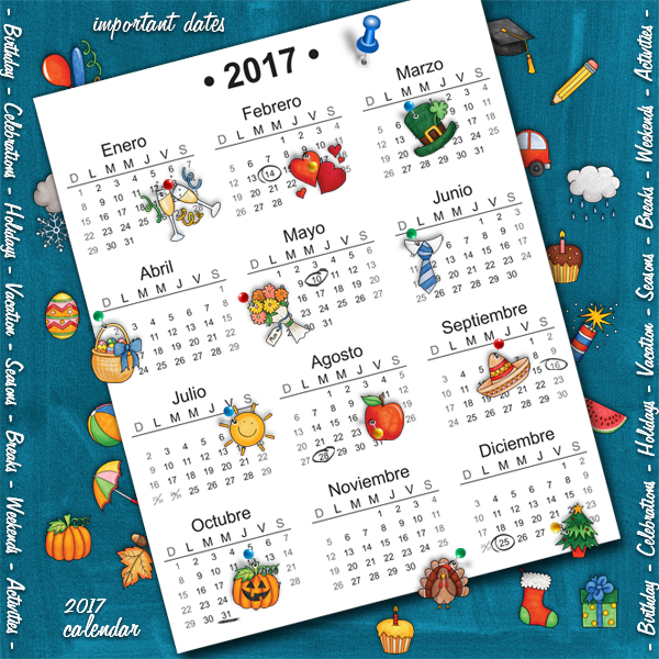 Kate Hadfield Designs Creative Team inspiration: "Calendar Year" | Digital scrapbook layout by Karen