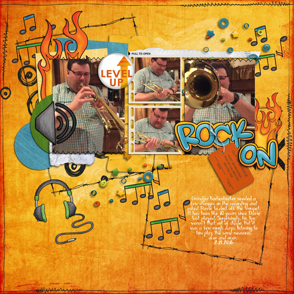 Kate Hadfield Designs Creative Team inspiration: "Srsly Stoked" | Digital scrapbook layout by Rebecca