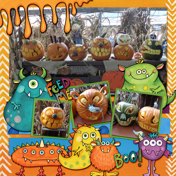 Kate Hadfield Designs Creative Team inspiration: "Halloween Favourites" | Digital scrapbook layout by Amy