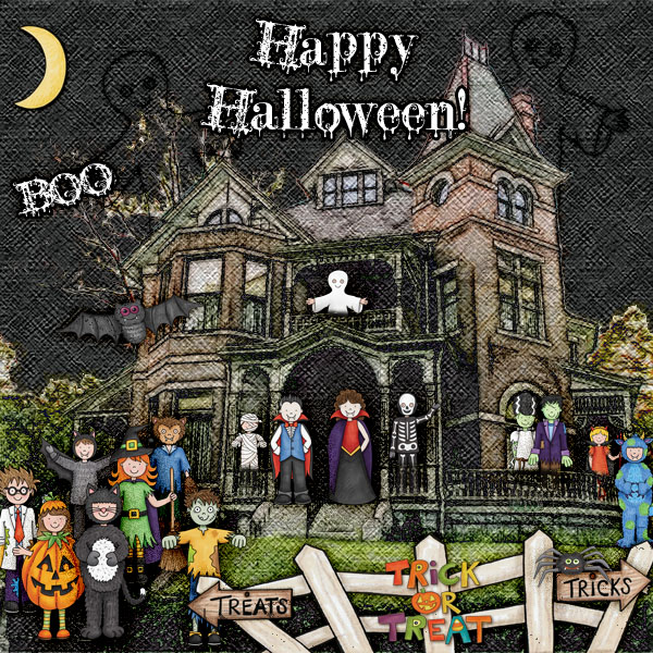 Kate Hadfield Designs Creative Team inspiration: "Halloween Favourites" | Digital scrapbook layout by Christa