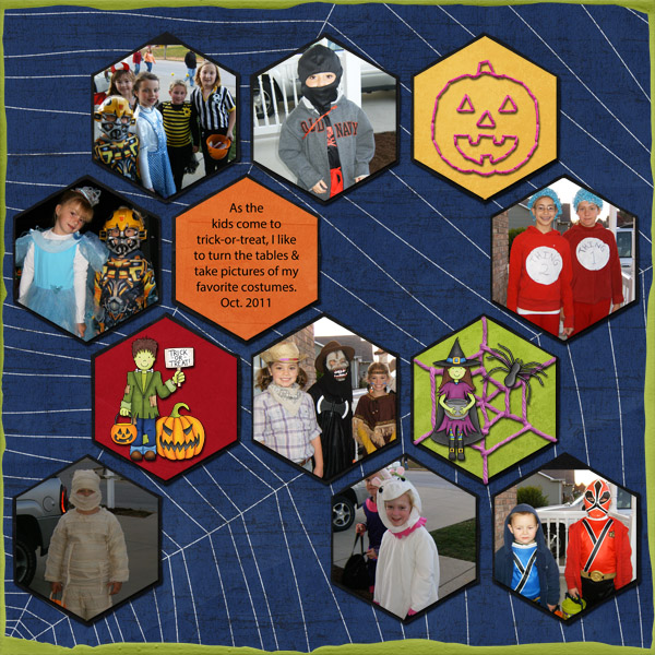 Kate Hadfield Designs Creative Team inspiration: "Halloween Favourites" | Digital scrapbook layout by Jenni