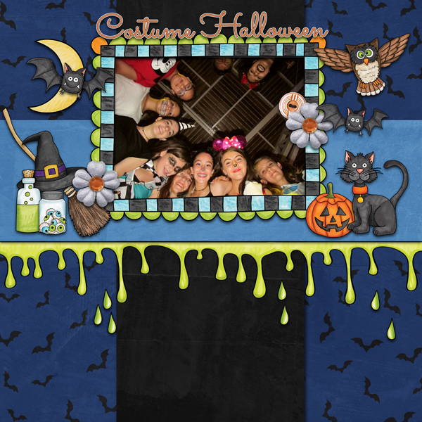 Kate Hadfield Designs Creative Team inspiration: "Halloween Favourites" | Digital scrapbook layout by Karen