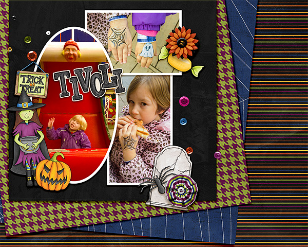 Kate Hadfield Designs Creative Team inspiration: "Halloween Favourites" | Digital scrapbook layout by Lorry