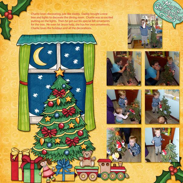 Christmas scrapbook layout created with digital scrapbooking kits from Kate Hadfield Designs &acirc;&euro;&ldquo; fun ideas for Christmas scrapbook pages! Layout by Creative Team member Amy