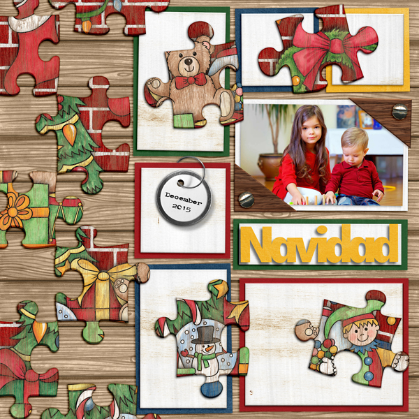 Christmas scrapbook layout created with digital scrapbooking kits from Kate Hadfield Designs &acirc;&euro;&ldquo; fun ideas for Christmas scrapbook pages! Layout by Creative Team member Karen