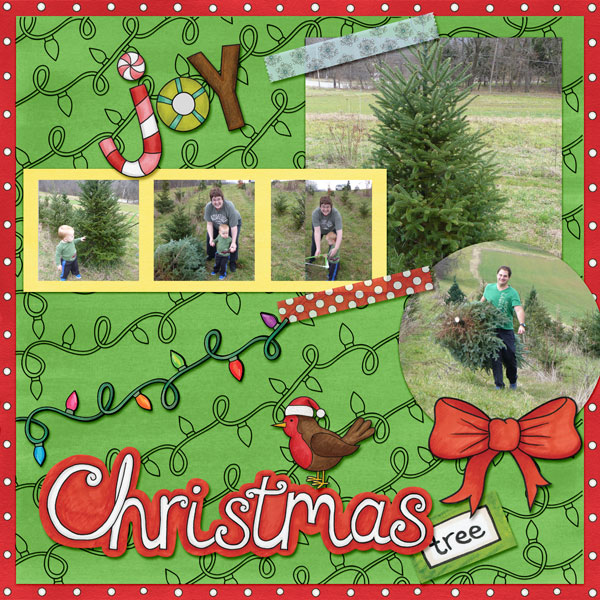 Kate Hadfield Designs Creative Team inspiration: "Christmas Overlays & Tapes" | Digital scrapbook layout by Amy