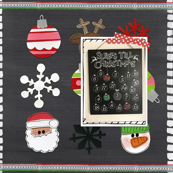 Kate Hadfield Designs Creative Team inspiration: "Christmas Overlays & Tapes" | Digital scrapbook layout by Berniek