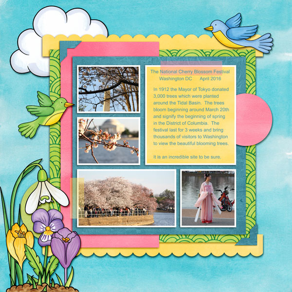 Digital scrapbook layout created with "Signs of Spring" from Kate Hadfield Designs! | Layout by CT member Amy