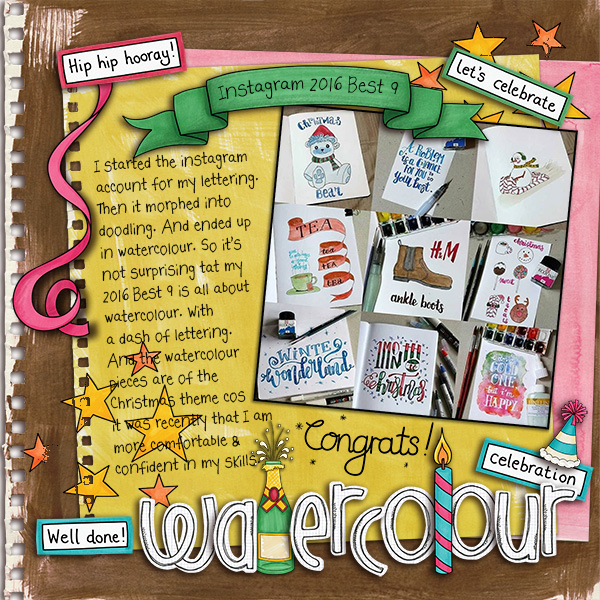 Watercolour digital scrapbooking page | scrapbook layout ideas | Kate Hadfield Designs creative team layout by Agnes