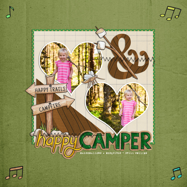Gallery Standouts: Happy Camper digital scrapbooking layout by EHStudios | scrapbook layout ideas | Kate Hadfield Designs