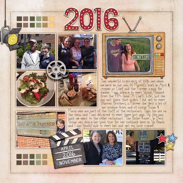 2016 Highlights digital scrapbooking page | scrapbook layout ideas | Kate Hadfield Designs creative team layout by Christa