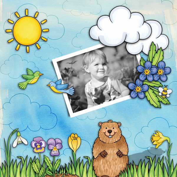 Digital scrapbook layout created with "Signs of Spring" from Kate Hadfield Designs! | Layout by CT member Karen