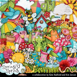Springity Spring digital scrapbooking kit by Kate Hadfield and Kim Jensen - available exclusively at The Lilypad!