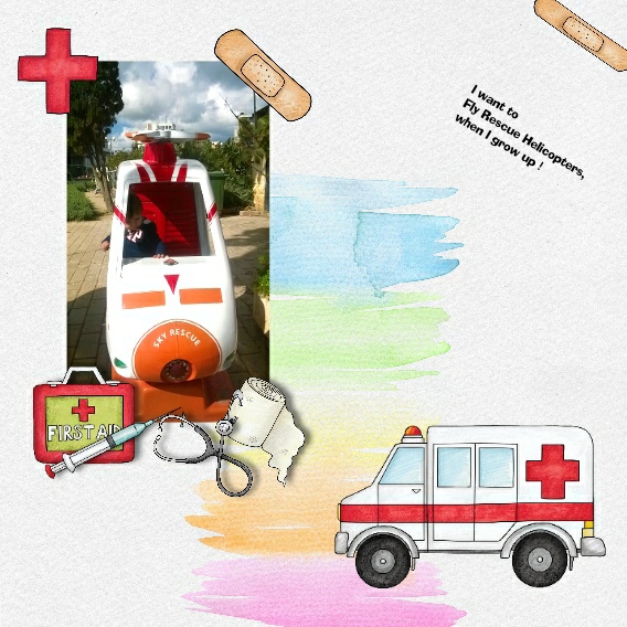 Accident / illness scrapbook pages created with the "Bruises and Breaks" digital scrapbooking kit from Kate Hadfield Designs - ideas and inspiration for scrapbookers! Layout created by Creative Team member Vivi