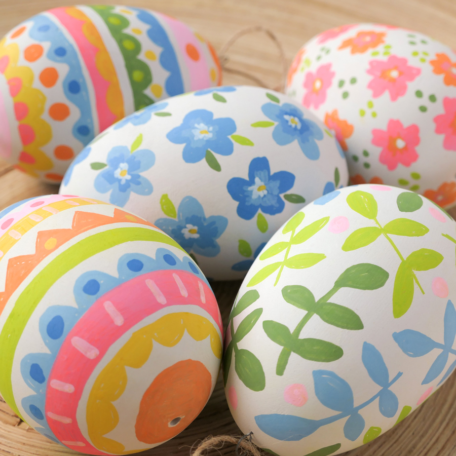 hand-painted ceramic Easter egg decorations