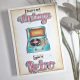 handmade card with you're not vintage, you're retro sentiment with old style record player illustration