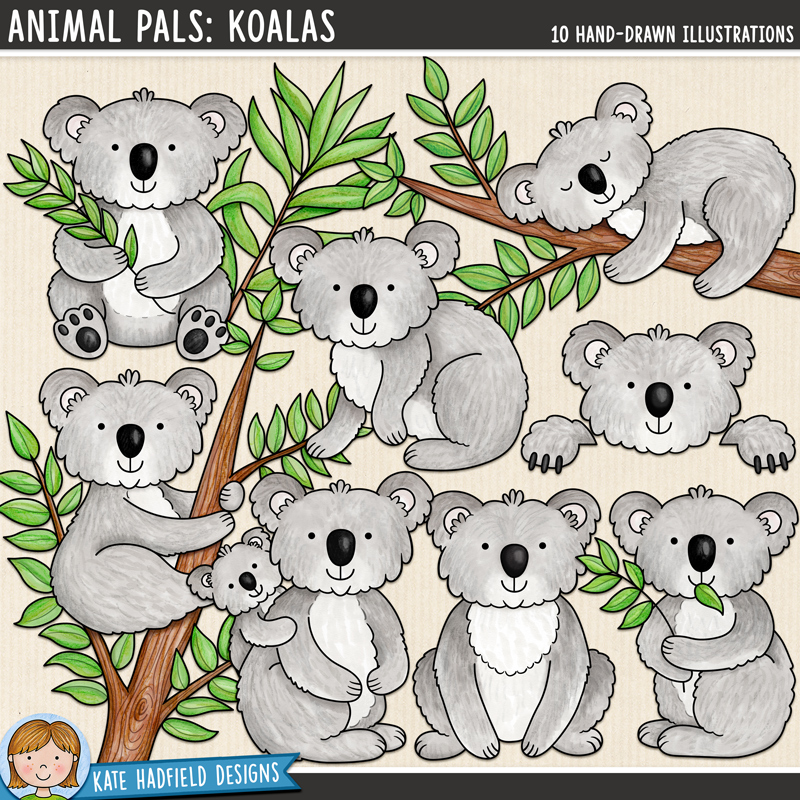 cute koala clip art pack containing koala bears ini different posts