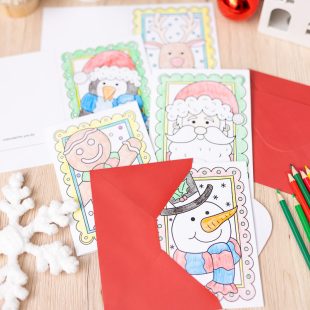 Printable Christmas Cards Colouring Craft - Kate Hadfield Designs