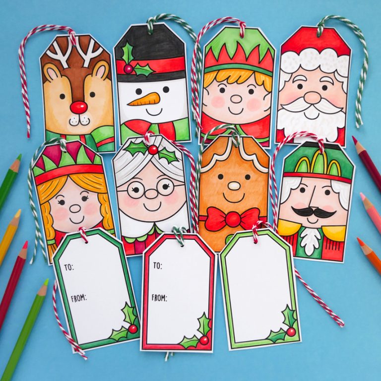 Colour In Christmas Gift Tags printable craft for kids - Kate Hadfield ...
