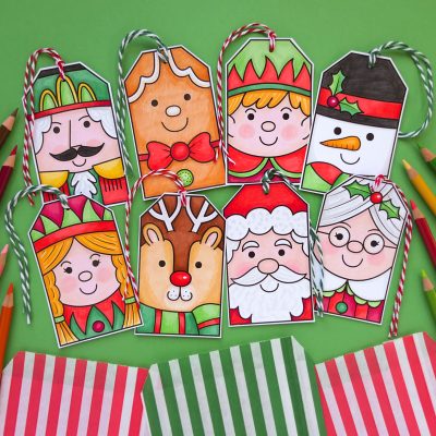 Colour In Christmas Gift Tags printable craft for kids - Kate Hadfield ...