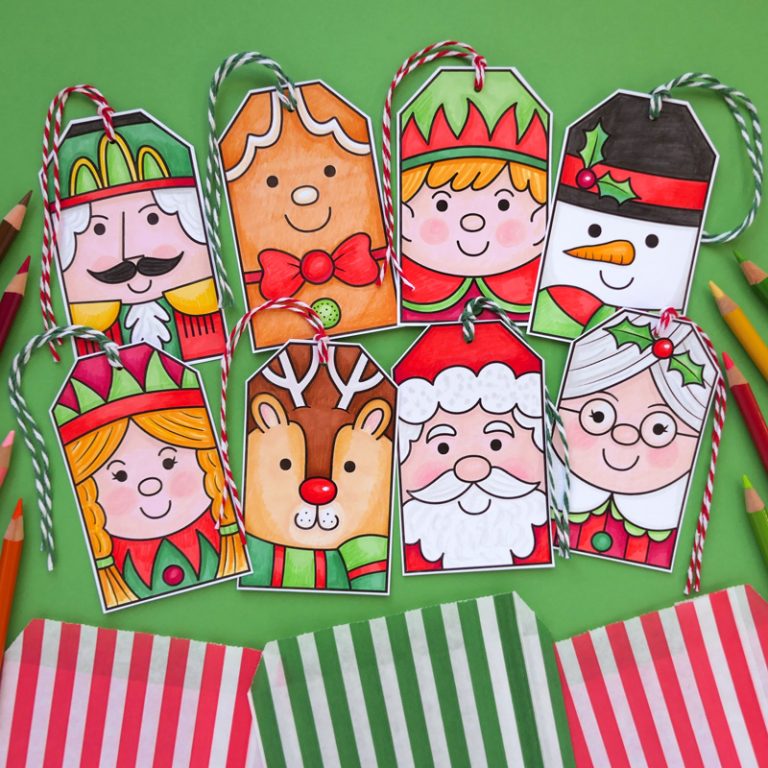 Colour In Christmas Gift Tags printable craft for kids - Kate Hadfield ...