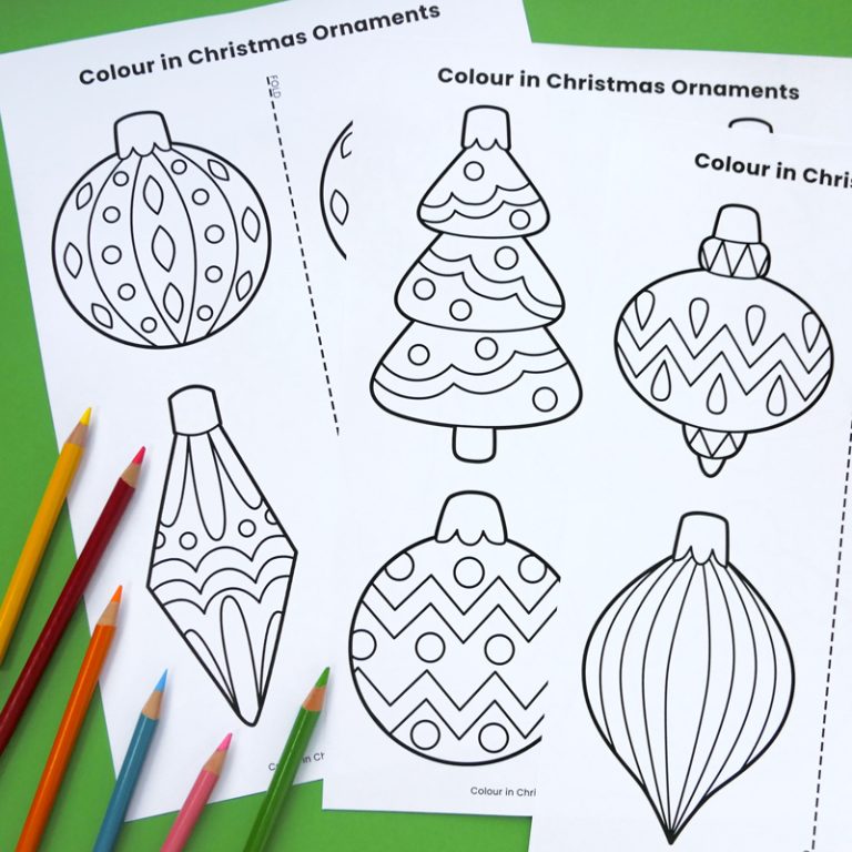 Colour in Christmas Ornaments printable craft for kids - Kate Hadfield ...