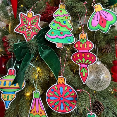 Colour in Christmas Ornaments printable craft for kids - Kate Hadfield ...